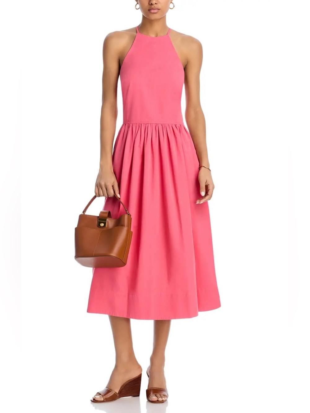 Revolve Bella Dahl Cotton/Lyocell Halter Midi Dress in Pink